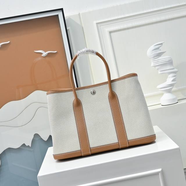 31 Garden Bag: Canvas and Togo Leather Patchwork