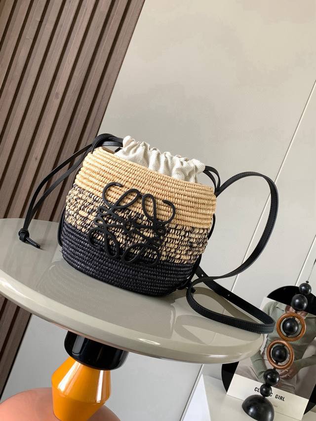 Raffia Fiber and Cowhide Leather Honeycomb Basket/Lantern Bag Handbag woven bag
