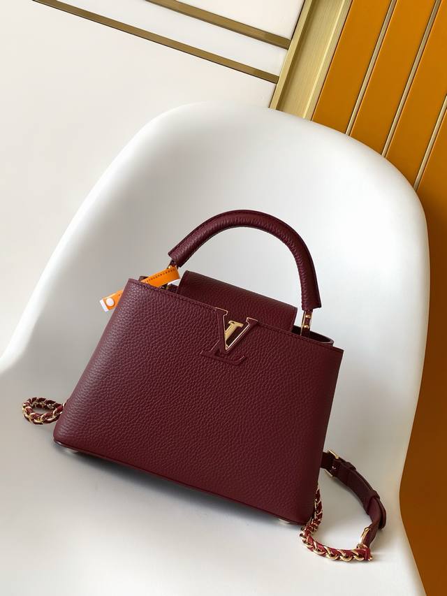 Premium Original Leather M25893 Capucines mini handbag features an exquisite Mon