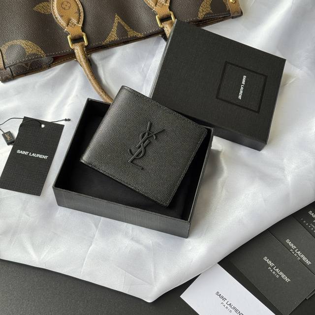 Authentic YSL Men's Wallet, Monogram Bi-fold Wallet with Card and Bill Storage,