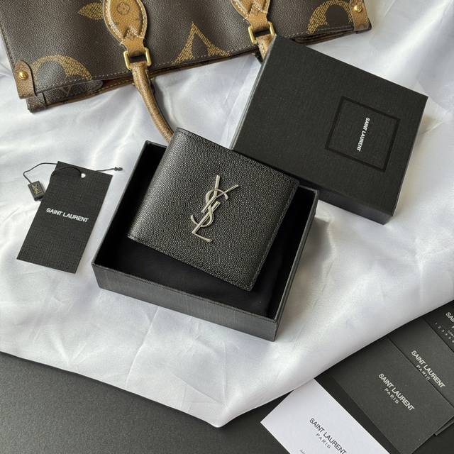 Authentic YSL Men's Wallet, Monogram Bi-fold Wallet with Card and Bill Storage,