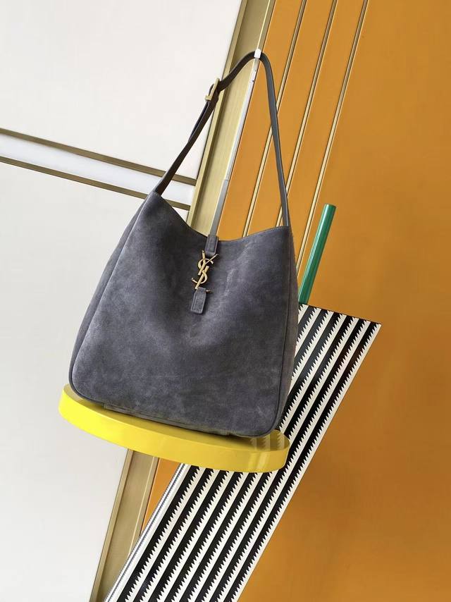 Authentic Le 5A7 Large Suede Handbag, the Korean celebrity-style Hobo bag that's