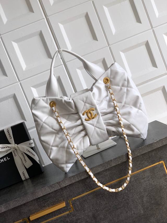 Top-tier original single white large Ohanel bow bag design and style analysis: D