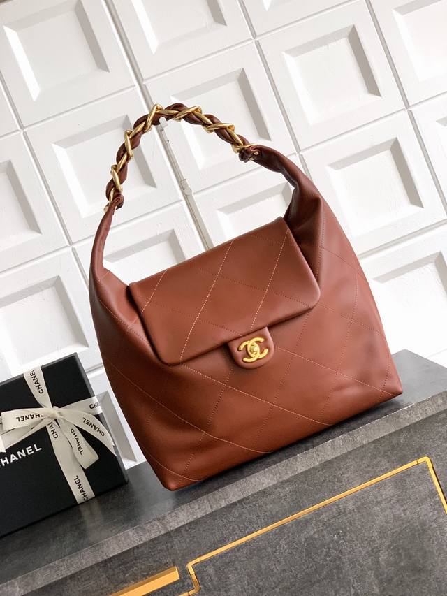 Top-quality original burgundy small size: 35 X47 X9Cm Ohanel 25K hippie Hobo bag