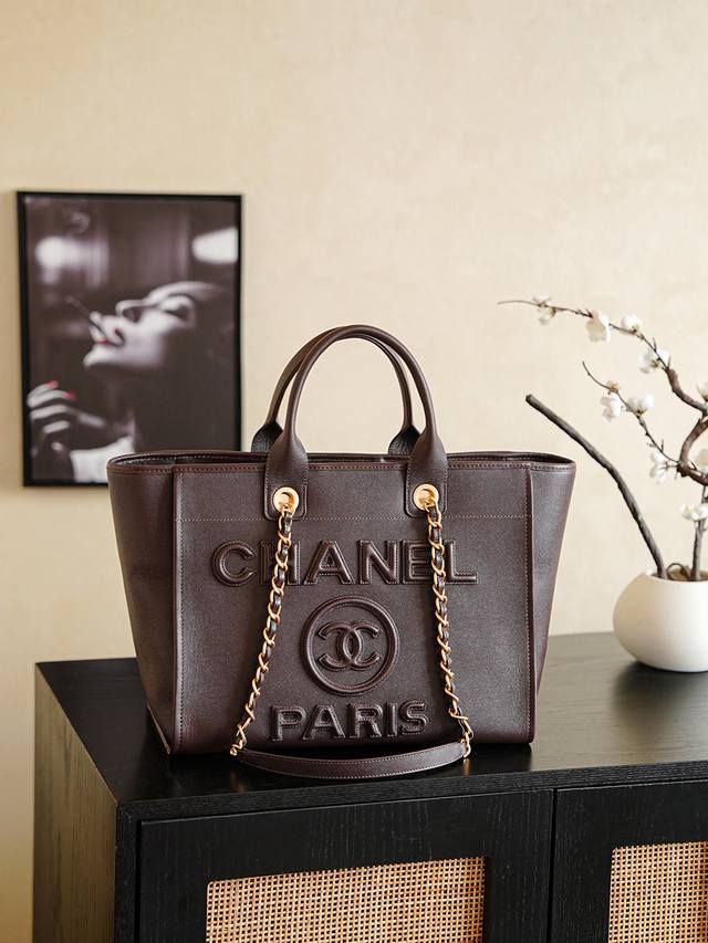 Top-quality original coffee-colored spherical pattern 25K shopping bag/beach bag