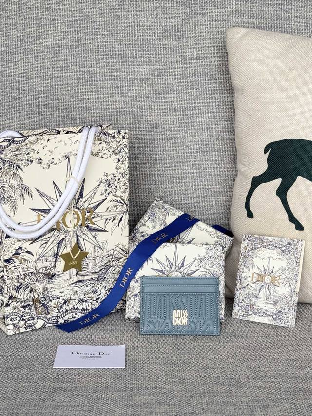 Authentic Quilted Miss Dior Freesia Card Holder, Lambskin, Item No.: S3601Ubtk_M