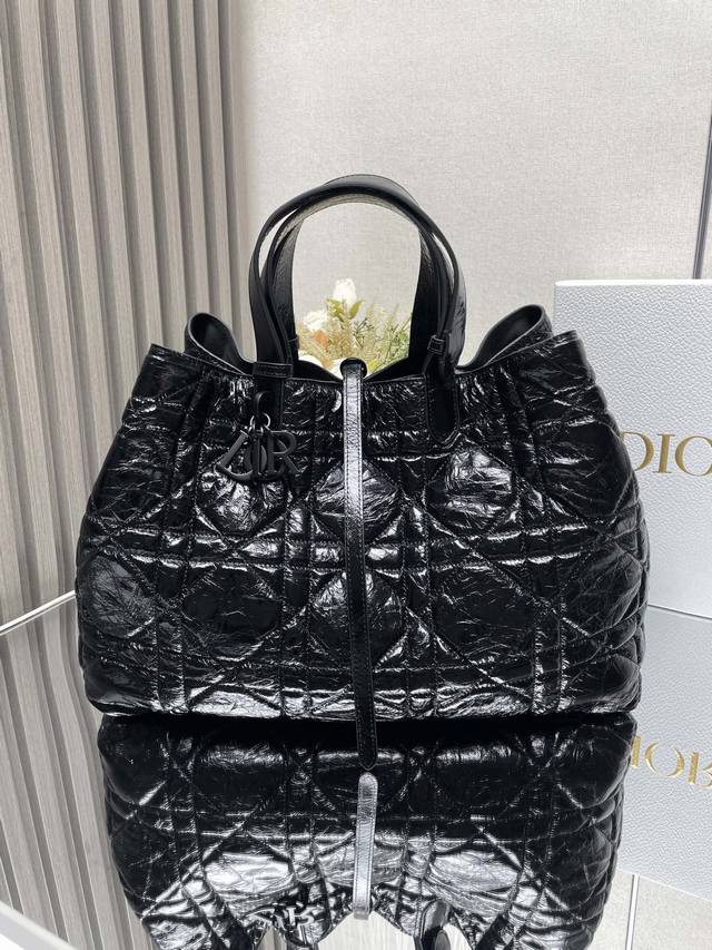 Authentic, High-Quality Dior Toujours Handbag (Large Black, Waxed Leather) This