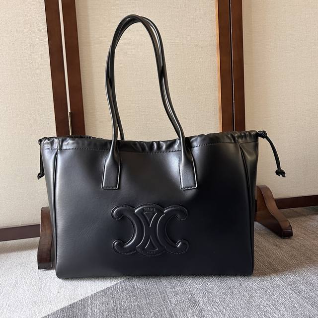 Celine New Early Autumn Cabas Triomphe Drawstring Tote Bag. This unstructured so