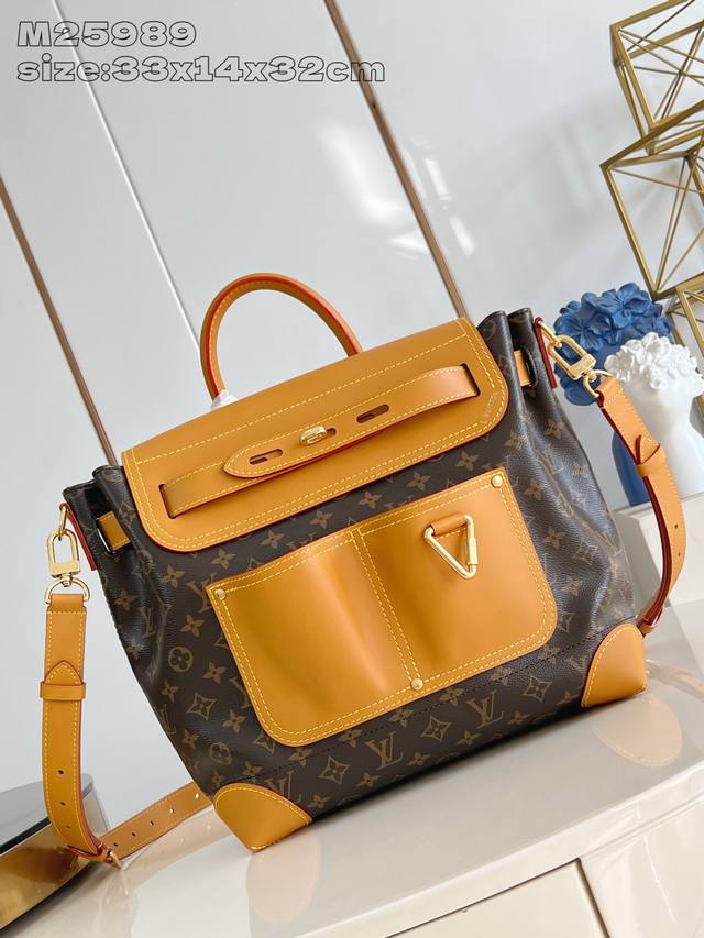 Original Leather Exclusive Real Shot M25989 This Steamer 30 handbag is designed