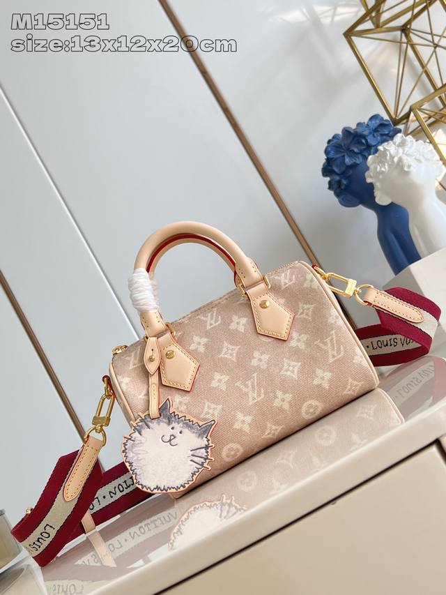 Original Leather Exclusive Real Shot M15151 This Speedy 20 Bandouli