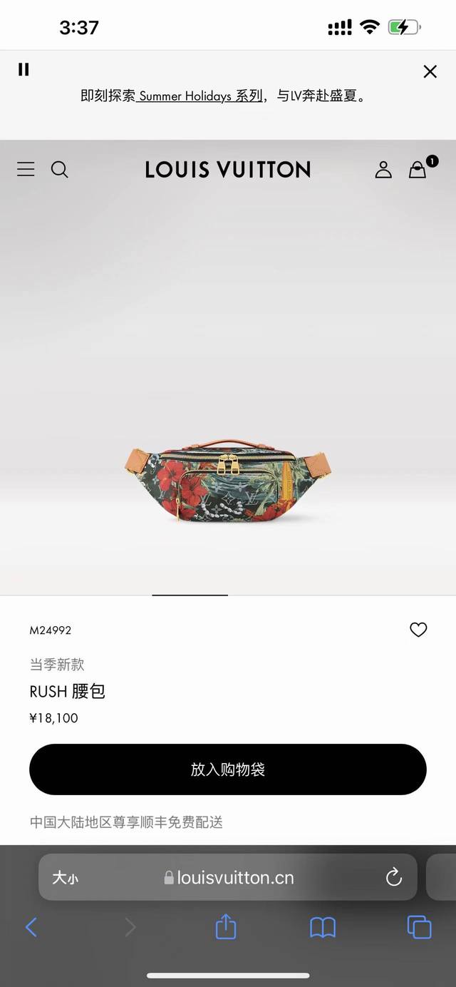 M24992 M24987M40736 Top-quality replica Rush waist bag. This Rush waist bag is m