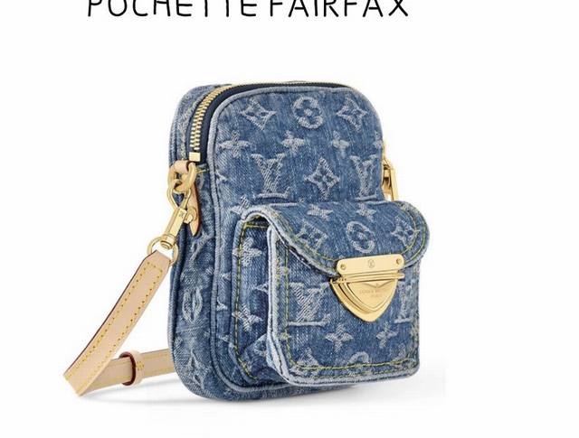 Top-quality replica Fairfax Pochette handbag M82948 in blue denim. Dimensions: 1