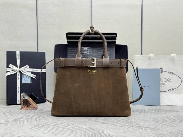 New Women's Handbag, Medium Size 1Ba417, Suede/Faux Leather. This women's handba