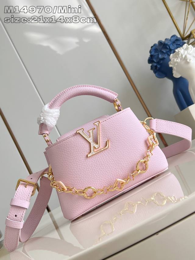 Factory Price P Top-Tier Original M14970 Pink Purple Capucines Mini Handbag. Nam
