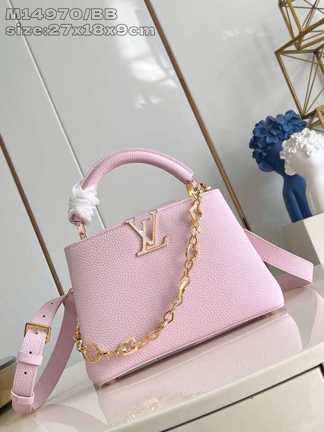Factory Price P Top-Tier Original M14970 Pink Purple Small Capucines BB Handbag.