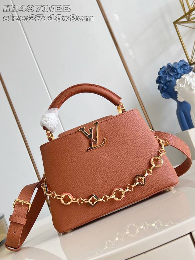 Factory Price P Top-Tier Original M14970 Brown Small Capucines BB Handbag. Named
