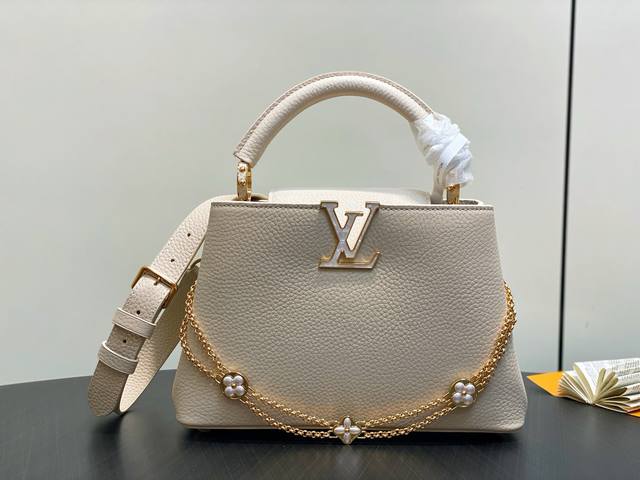 Factory Price P Top-Tier Original M25862 Beige Flower Chain Full Leather Capucin