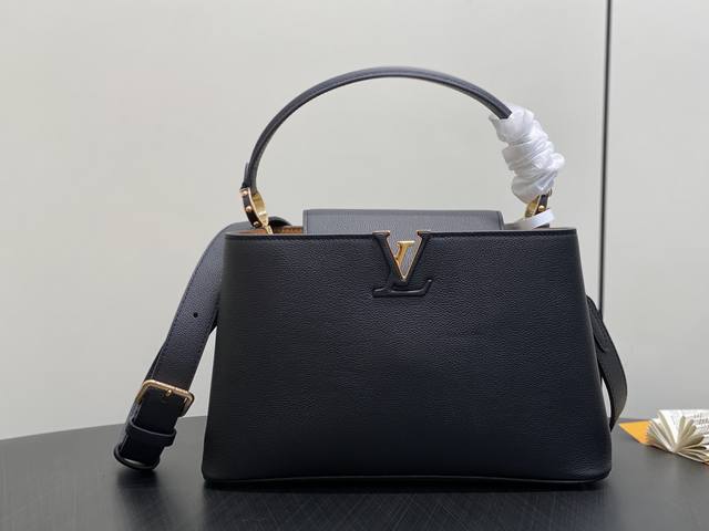 Factory Price P Top-Tier Original M14370 Black Full Leather Capucines Souple Med