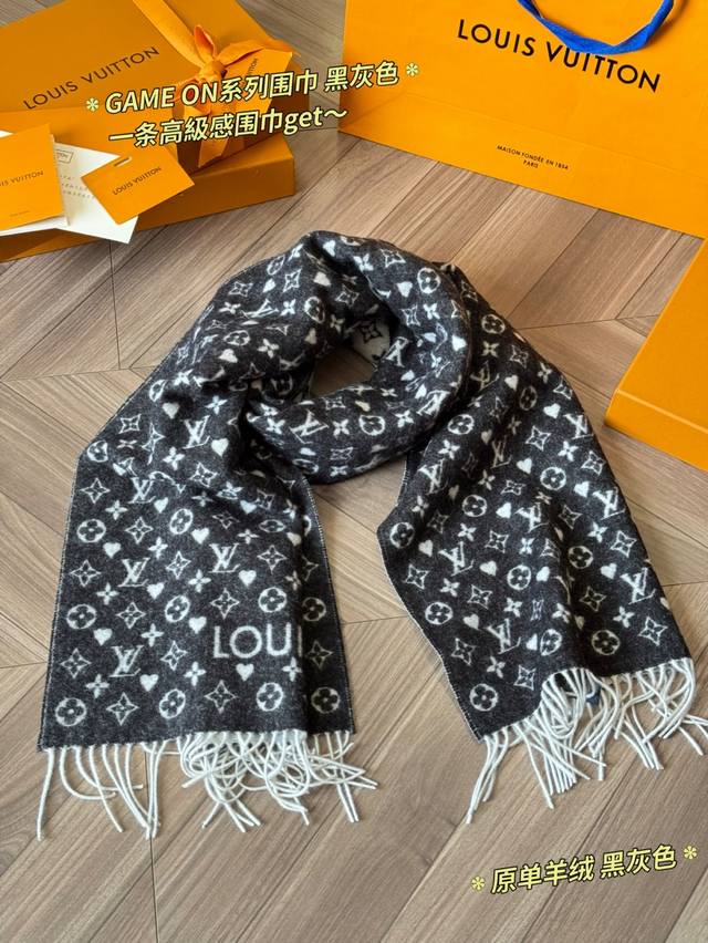Classic Original Cashmere Scarf by LV. This heart-themed cashmere scarf features