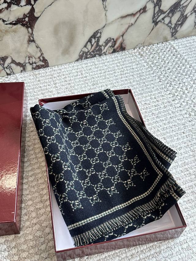 Cashmere scarf with box Size: 48* Cm Gg New jacquard double-sided scarf Reversib