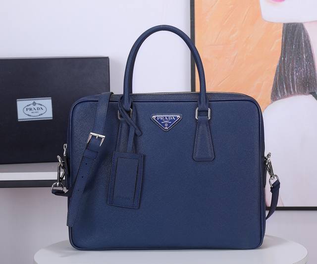 Latest hot-selling original leather Prada briefcase 0891-1, imported from Italy,