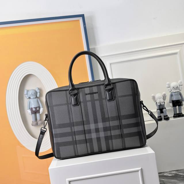 Burberry's latest briefcase, crafted from checkered and Italian-tanned leather,