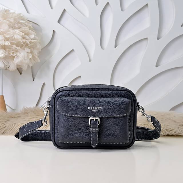 Hermes - Latest men's crossbody bag, made of top-grade calfskin, with luxurious