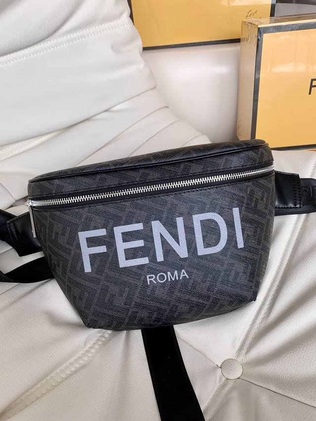 Fendi Black F End1 Monogram Double F Fashion Waist Bag. This season's double F d