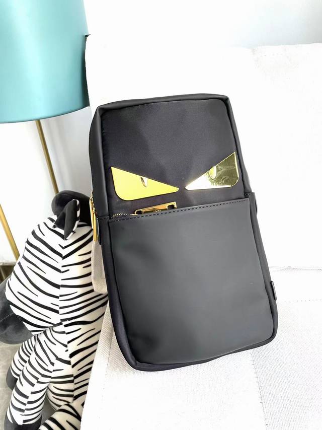 Fendi Monster Rectangular Backpack for Men, Crossbody/Chest Bag. Made with origi