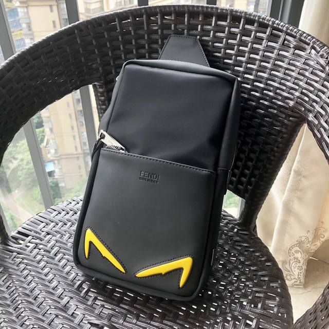 Fendi Monster Rectangular Backpack for Men, Crossbody/Chest Bag. Made with origi