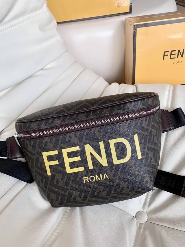 Fendi Brown F End1 Monogram Double F Fashion Waist Bag. This season's double F d