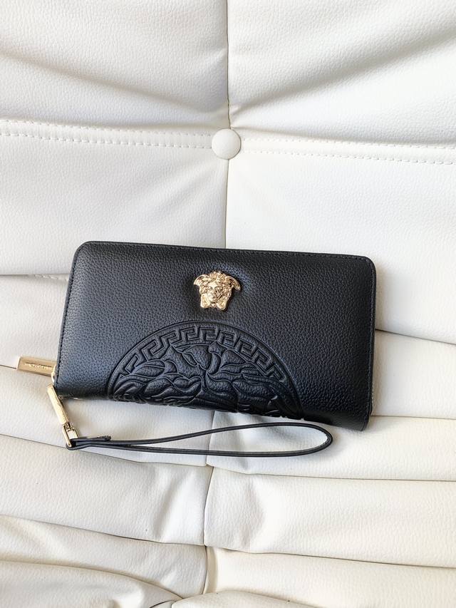 Versace official website style wallet, latest design, made of imported top-grain