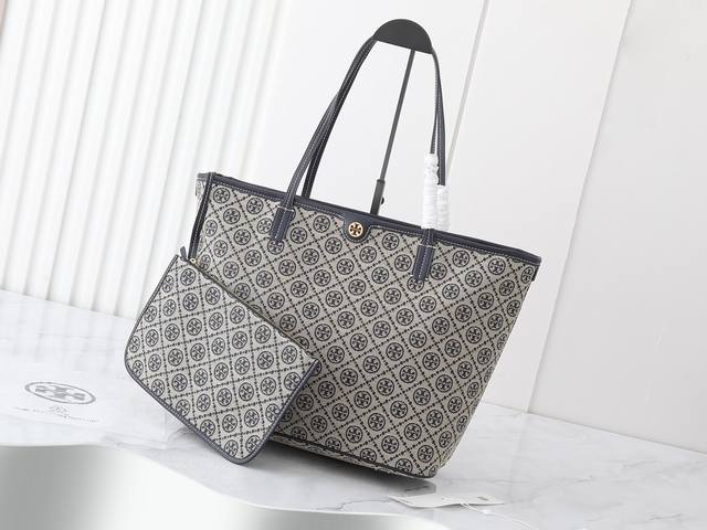 Large Tory Burch Monogram Shopping Bag. The Monogram pattern, jacquard double T