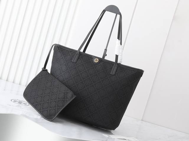 Large Tory Burch Monogram Shopping Bag. The Monogram pattern, jacquard double T