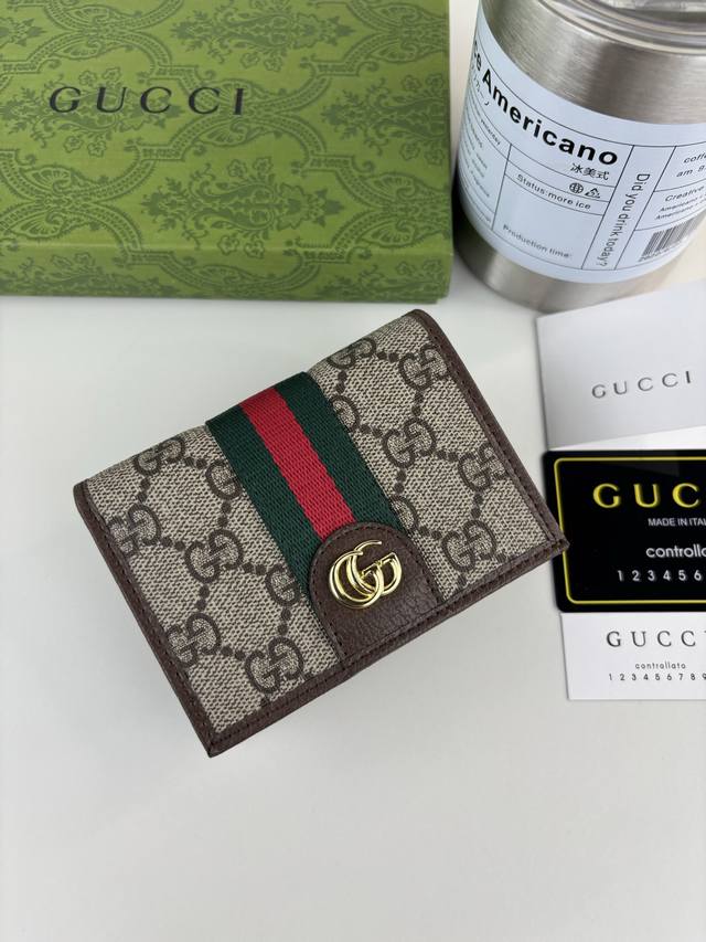 New arrival from Guccl official website! Ophidia series short wallet, made of Gg