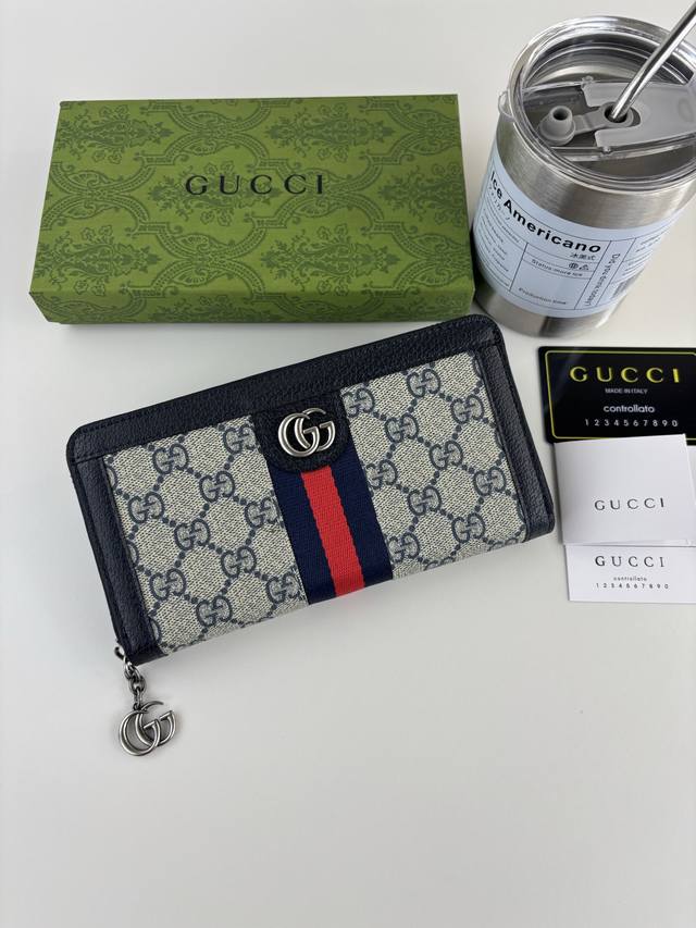 New arrival from Guccl official website! Ophidia series ~ Zippered long wallet,