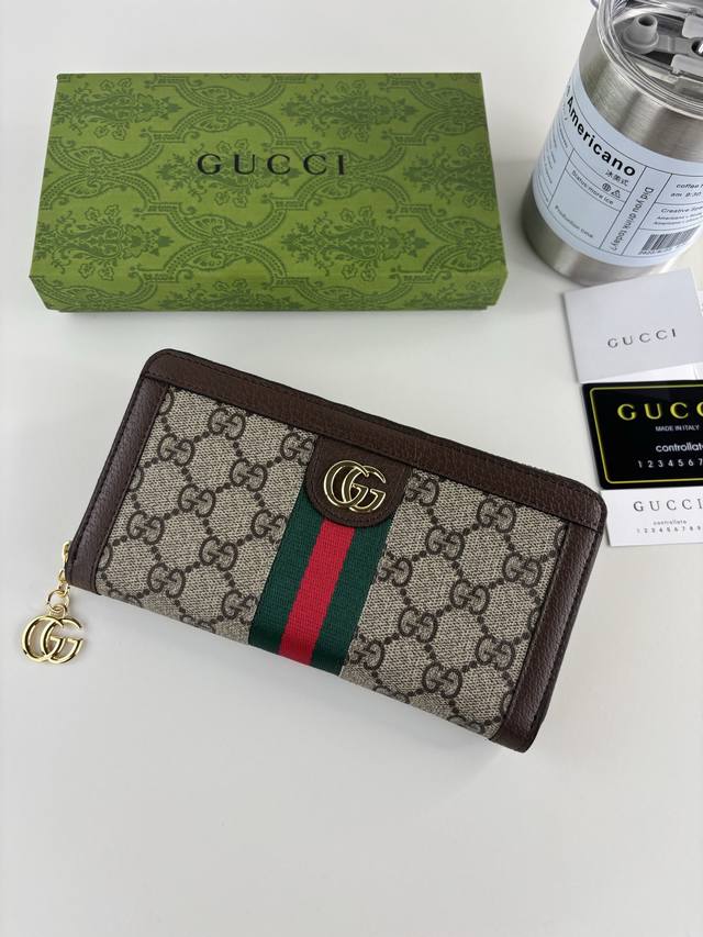 New arrival from Guccl official website! Ophidia series - long zipper wallet, ma