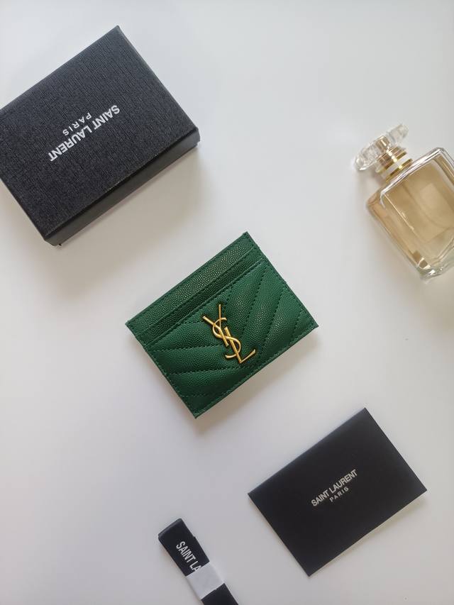 Saint Laurent new genuine leather card holder, cowhide with a ball-pattern linin