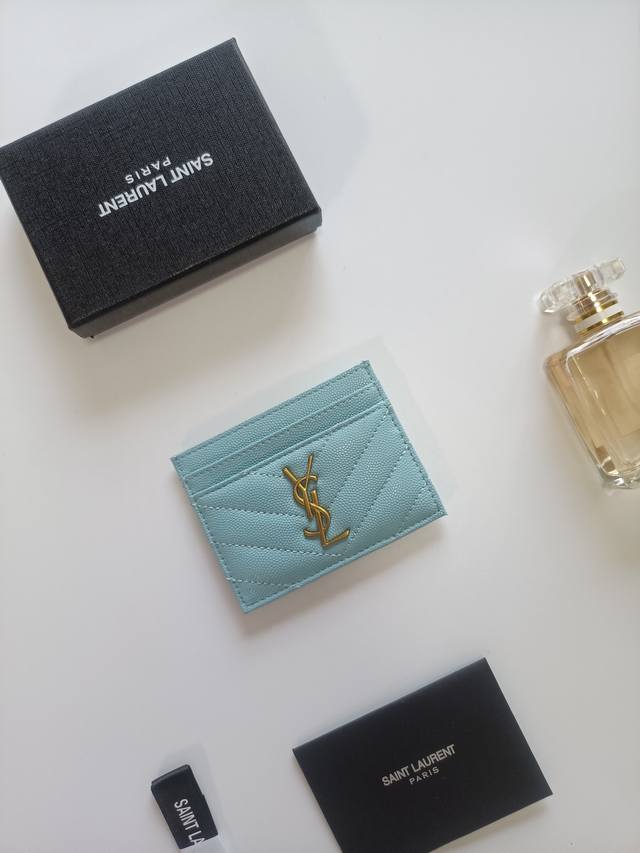 Saint Laurent new genuine leather card holder, cowhide with a ball-pattern linin