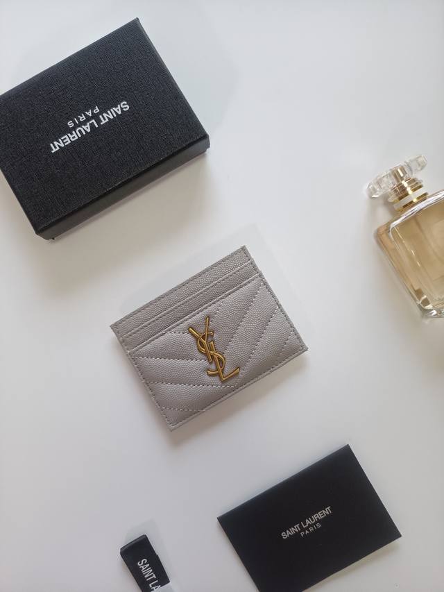 New Saint Laurent genuine leather card holder, calfskin lining with sheepskin mi