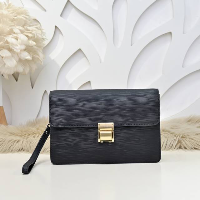 Lv - Latest men's clutch bag made of imported calfskin, the leather is soft and