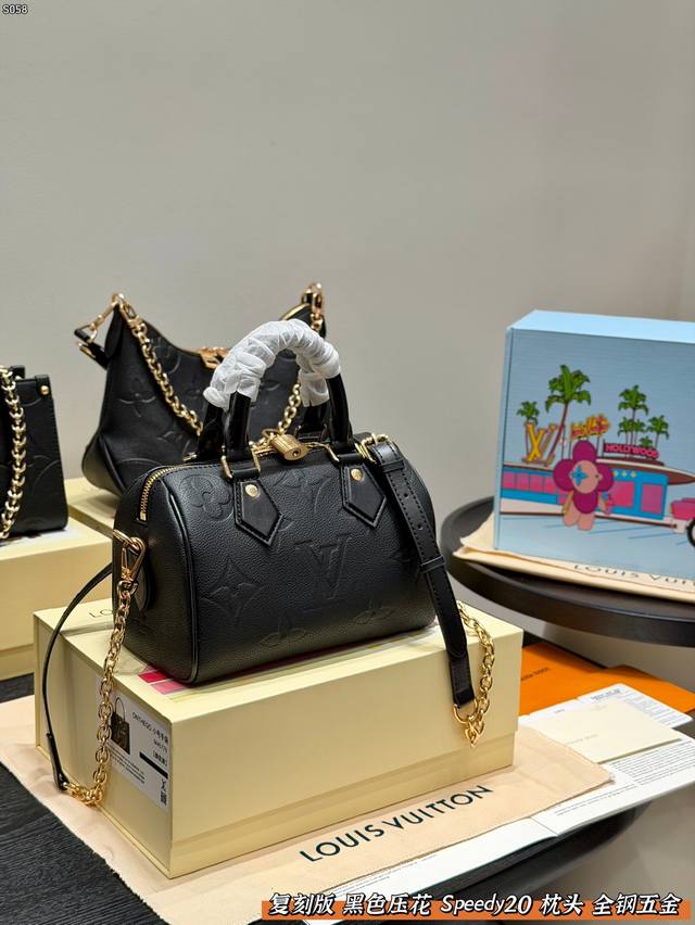 Gift Box Packaging, Replica All-Steel Hardware, Size 20*15cm, Lv Speedy20 Black