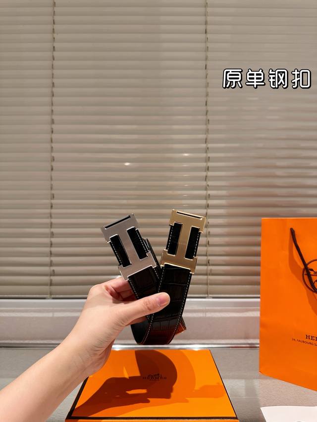 High-quality steel buckle belt! Hermes cowhide leather belt - the most popular v
