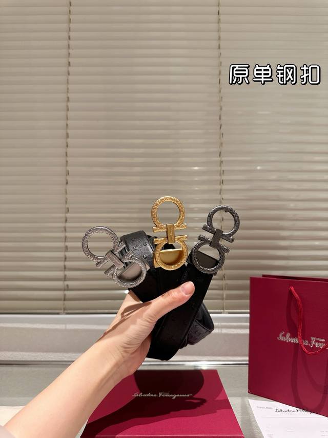 Steel Buckle High-Quality Version! Ferragamo Leather Belt - The most popular ver