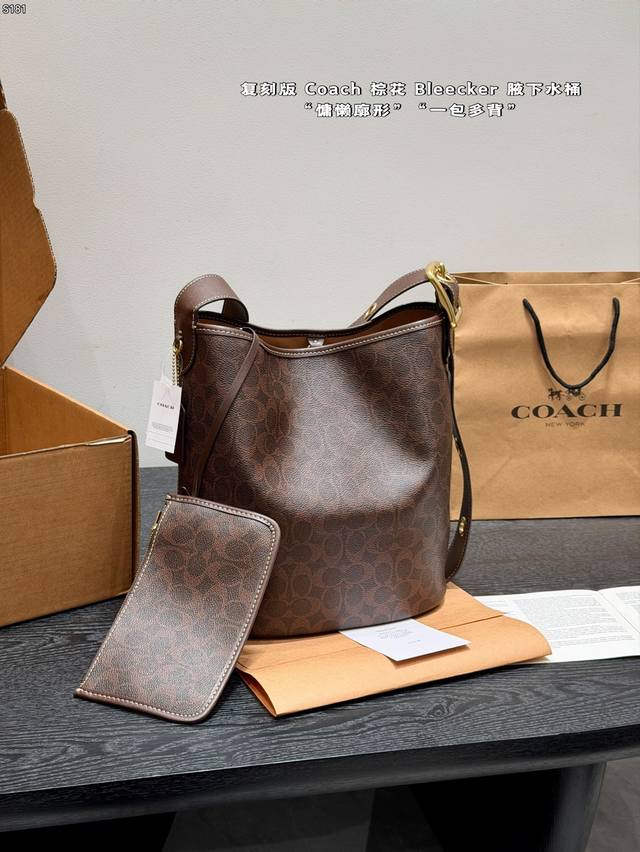 Airplane Box Replica Monogram Brown Coach Bleecker Bucket Tote Bag Very spacious