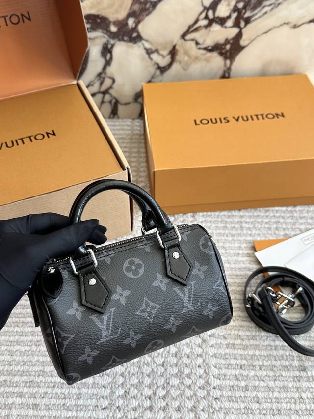 Reissue with box, Size: 16cm, Ddd, L brand SS2025 Speedy Nano, Ddd, new Black Wa