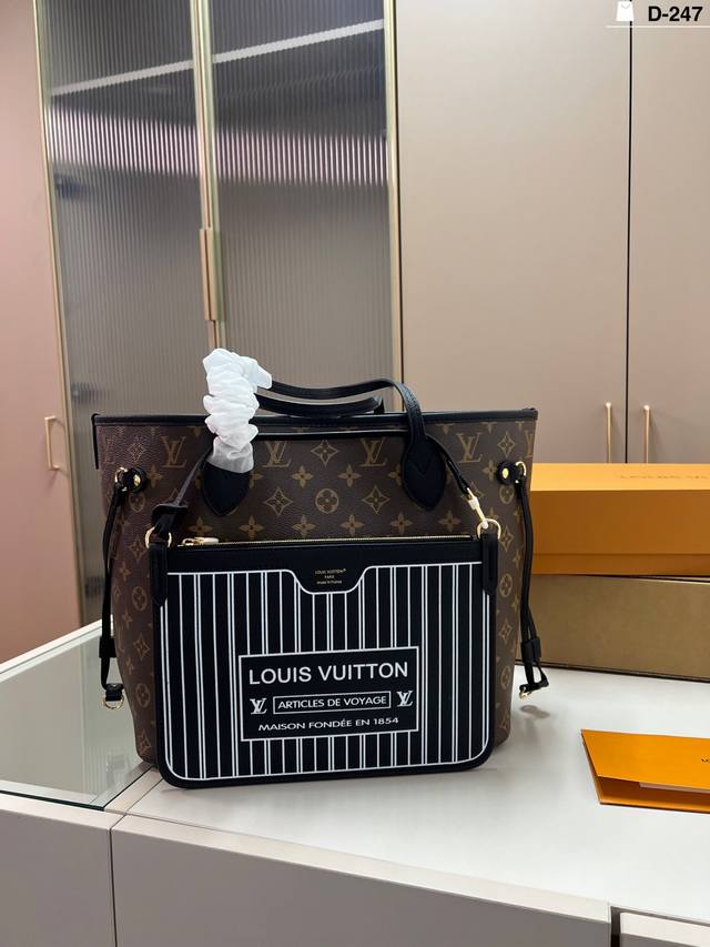 Chip version Lv shopping bag Neverfull Elegant and smooth shopping bag with a st