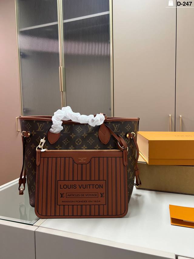 Chip version Lv shopping bag Neverfull Elegant and smooth shopping bag with a st