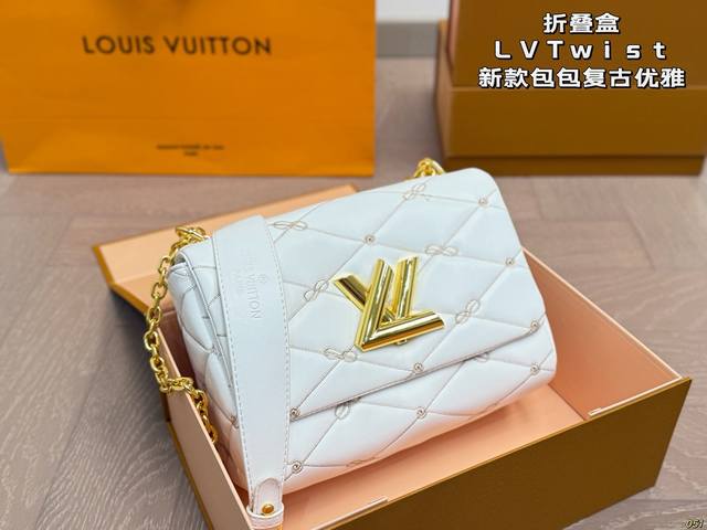 Folding Box Bag, Original Hardware with Logo, New LV Twist Bag, Retro Elegance,
