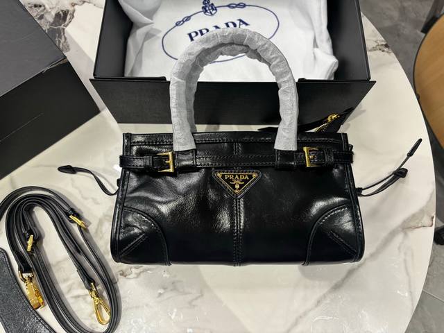 Box Included Size: 24*13cm Prada's new waxed leather version has a vintage feel.